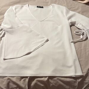 Boohoo White Blouse with Bell Sleeves